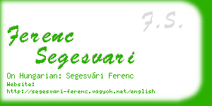 ferenc segesvari business card